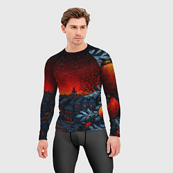 Рашгард мужской Новый год в ночном городе, цвет: 3D-принт — фото 2