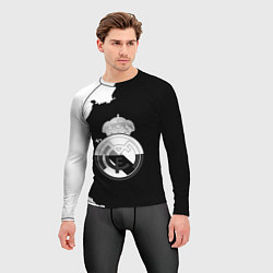 Рашгард мужской Реал Мадрид черно белые краски, цвет: 3D-принт — фото 2