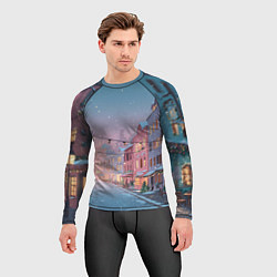 Рашгард мужской Новогодняя улица, цвет: 3D-принт — фото 2