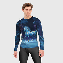 Рашгард мужской Сияющая новогодняя лошадка, цвет: 3D-принт — фото 2