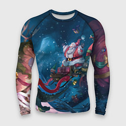 Мужской рашгард Санта с динозавром