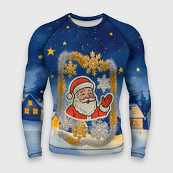 Рашгард мужской Санта и гирлянда, цвет: 3D-принт