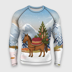 Рашгард мужской Лошадь с салатом Под шубой, цвет: 3D-принт