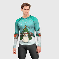 Рашгард мужской Снеговик - Новогодний Зож, цвет: 3D-принт — фото 2