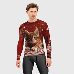 Рашгард мужской Рыжий Новогодний котенок, цвет: 3D-принт — фото 2