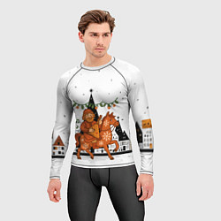 Рашгард мужской Новогодняя сказочная лошадка, цвет: 3D-принт — фото 2