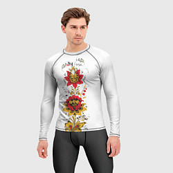 Рашгард мужской Хохлома: цветы, цвет: 3D-принт — фото 2