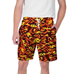 Шорты на шнурке мужские Камуфляж пиксельный: оранжевый/желтый, цвет: 3D-принт