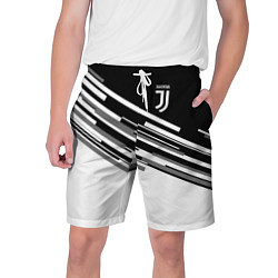 Шорты на шнурке мужские FC Juventus: B&W Line, цвет: 3D-принт
