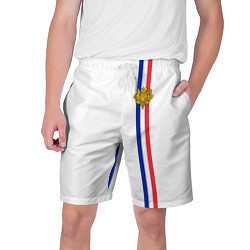 Шорты на шнурке мужские Франция: лента с гербом, цвет: 3D-принт
