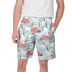 Мужские шорты Узор фламинго и тропических растений
