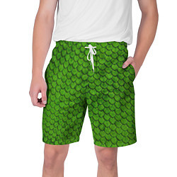 Шорты на шнурке мужские Зелёная чешуя, цвет: 3D-принт