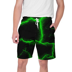Шорты на шнурке мужские К - 13 зелёная трещина 3D, цвет: 3D-принт
