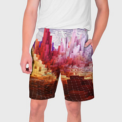 Шорты на шнурке мужские Симуляция города, цвет: 3D-принт