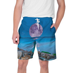 Шорты на шнурке мужские Лунный пляж, цвет: 3D-принт