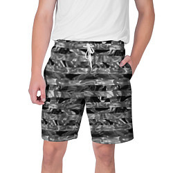 Шорты на шнурке мужские Черно -белый полосатый узор, цвет: 3D-принт