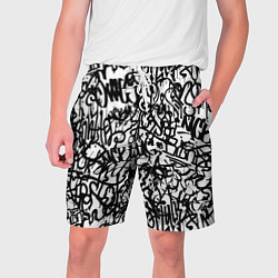 Шорты на шнурке мужские Graffiti black on white, цвет: 3D-принт