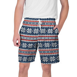 Шорты на шнурке мужские Knitted Christmas Pattern, цвет: 3D-принт