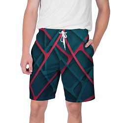 Шорты на шнурке мужские Серо-красные нити, цвет: 3D-принт