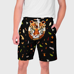 Шорты на шнурке мужские Кусочки Тигра, цвет: 3D-принт