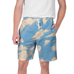 Шорты на шнурке мужские Рисунок голубого неба с облаками маслом, цвет: 3D-принт