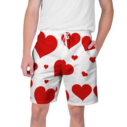 Шорты на шнурке мужские Красные сердечки Heart, цвет: 3D-принт