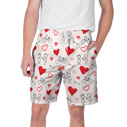 Шорты на шнурке мужские Романтические сердечки, цвет: 3D-принт