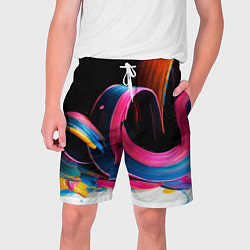 Мужские шорты Разноцветный мазки краски Абстракция Multicolored