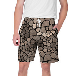 Шорты на шнурке мужские Черно-коричневая текстура камня, цвет: 3D-принт