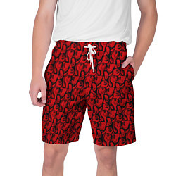 Шорты на шнурке мужские Красные психоделический смайлы, цвет: 3D-принт