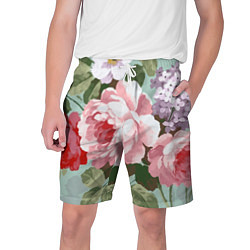 Шорты на шнурке мужские Букет роз Лето, цвет: 3D-принт