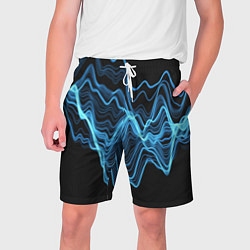 Шорты на шнурке мужские Синие волны-молнии, цвет: 3D-принт