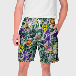 Шорты на шнурке мужские Цветы Летний Орнамент, цвет: 3D-принт