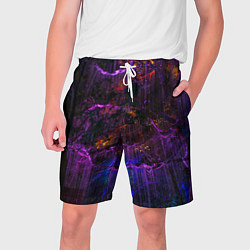Шорты на шнурке мужские Неоновые лучи и листья - Фиолетовый, цвет: 3D-принт