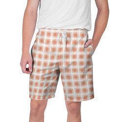 Шорты на шнурке мужские Light beige plaid fashionable checkered pattern, цвет: 3D-принт