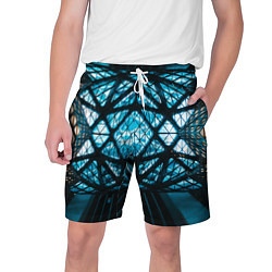 Шорты на шнурке мужские Неоновые абстрактные фигуры и фонари - Синий, цвет: 3D-принт