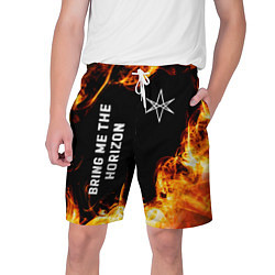 Шорты на шнурке мужские Bring Me the Horizon и пылающий огонь, цвет: 3D-принт