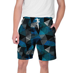 Шорты на шнурке мужские Сине-черный геометрический, цвет: 3D-принт