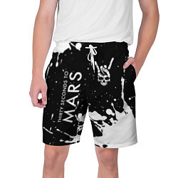 Шорты на шнурке мужские Thirty Seconds to Mars и рок символ на темном фоне, цвет: 3D-принт