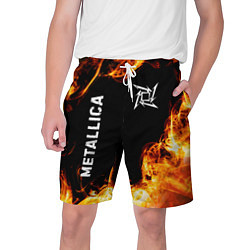 Шорты на шнурке мужские Metallica и пылающий огонь, цвет: 3D-принт