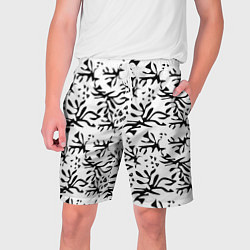 Шорты на шнурке мужские Черно белый абстрактный модный узор, цвет: 3D-принт