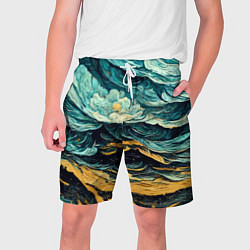 Шорты на шнурке мужские Пейзаж в стиле Ван Гога, цвет: 3D-принт
