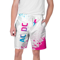 Мужские шорты AC DC neon gradient style: символ и надпись вертик
