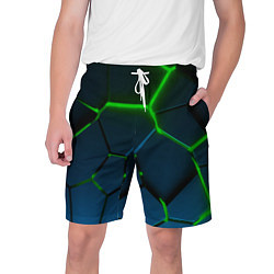 Мужские шорты Разлом зеленых неоновых плит - геометрия