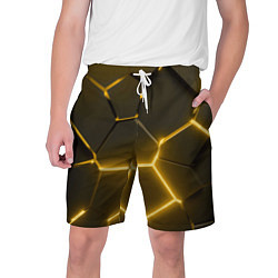 Шорты на шнурке мужские Золотые неоновые геометрические плиты, цвет: 3D-принт