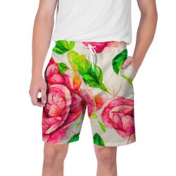 Шорты на шнурке мужские Яркие выразительные розы, цвет: 3D-принт