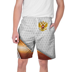 Шорты на шнурке мужские Герб РФ с золотой вставкой, цвет: 3D-принт