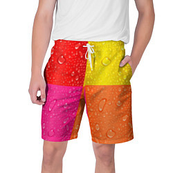 Шорты на шнурке мужские Капли дождя на цветных подложках - паттерн, цвет: 3D-принт