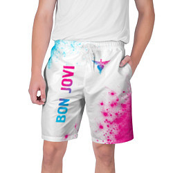 Шорты на шнурке мужские Bon Jovi neon gradient style: надпись, символ, цвет: 3D-принт