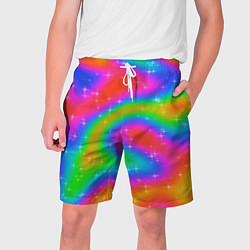Шорты на шнурке мужские Световые блики на радужном фоне, цвет: 3D-принт